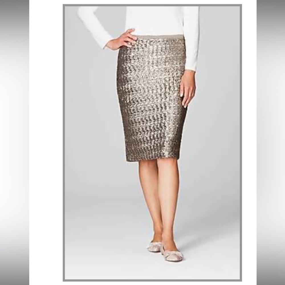 J. Jill 2X Sequined Knit Skirt, Sterling